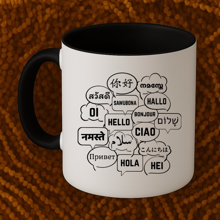 Hello In Many Languages Translator Globetrotter Polyglot Mug