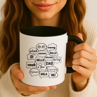 Hello In Many Languages Translator Globetrotter Polyglot Mug