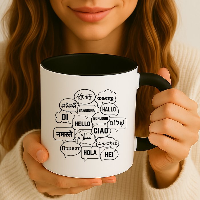 Hello In Many Languages Translator Globetrotter Polyglot Mug