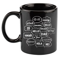 Hello In Many Languages Translator Globetrotter Polyglot 11oz C Handle Ceramic Mug