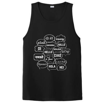 Hello In Many Languages Translator Globetrotter Polyglot PosiCharge Competitor Tank