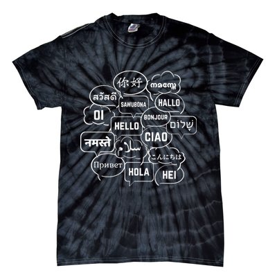 Hello In Many Languages Translator Globetrotter Polyglot Tie-Dye T-Shirt