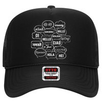 Hello In Many Languages Translator Globetrotter Polyglot Trucker Hat