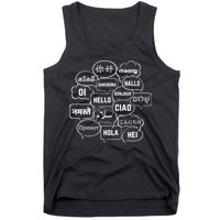 Hello In Many Languages Translator Globetrotter Polyglot Tank Top