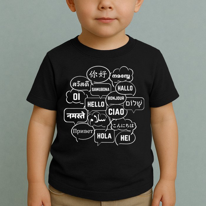 Hello In Many Languages Translator Globetrotter Polyglot Toddler T-Shirt