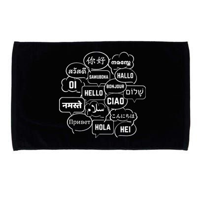 Hello In Many Languages Translator Globetrotter Polyglot Microfiber Hand Towel