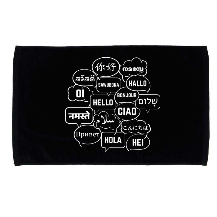 Hello In Many Languages Translator Globetrotter Polyglot Microfiber Hand Towel