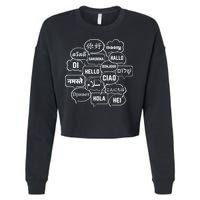 Hello In Many Languages Translator Globetrotter Polyglot Cropped Pullover Crew