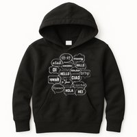 Hello In Many Languages Translator Globetrotter Polyglot Kids Hoodie