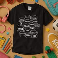 Hello In Many Languages Translator Globetrotter Polyglot Kids T-Shirt