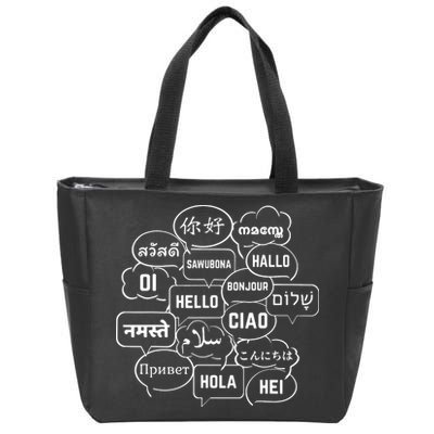 Hello In Many Languages Translator Globetrotter Polyglot Zip Tote Bag