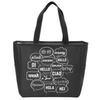 Hello In Many Languages Translator Globetrotter Polyglot Zip Tote Bag