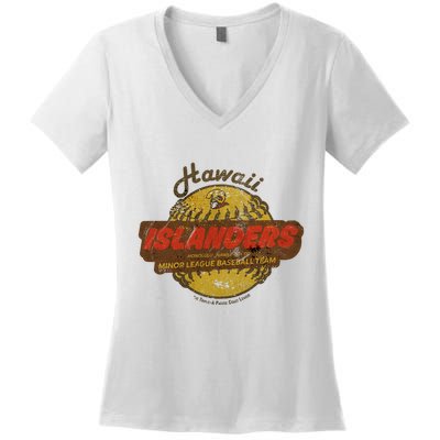 Hawaii Islanders Minor League Baseball Team Distressed Women's V-Neck T-Shirt