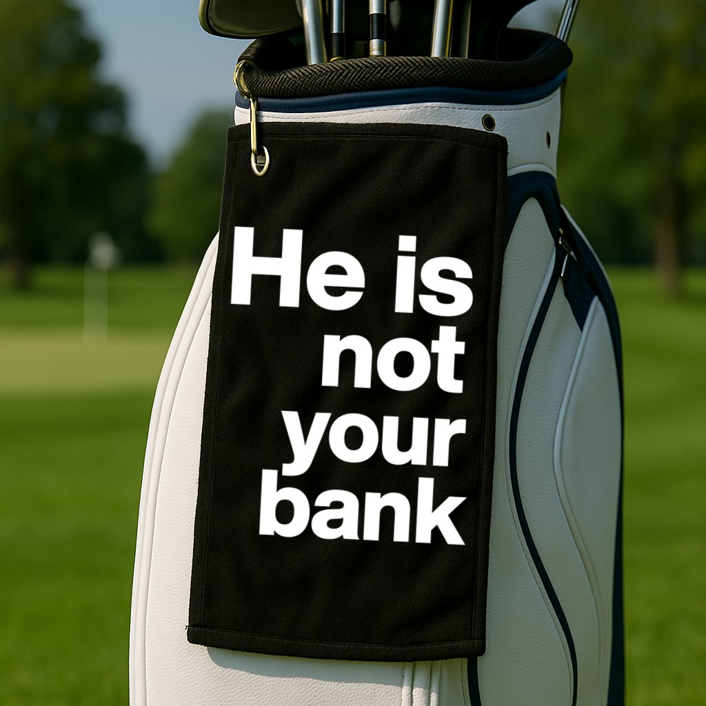 He Is Not Your Bank Quote Golf Towel