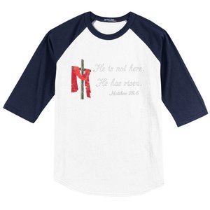 He Is Not Here He Is Risen Matthew 286 Bible Verse Baseball Sleeve Shirt