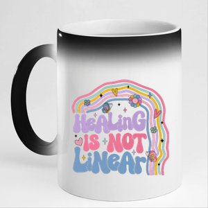 Healing Is Not Linear Mental Health Awareness Month 11oz Black Color Changing Mug