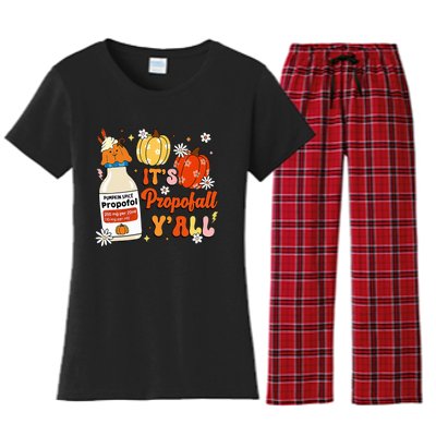 Halloween Icu Nurse Its Propofall YAll Crna Icu Fall Autumn Women's Flannel Pajama Set