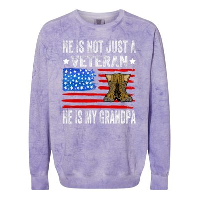 He Is Not Just A Veteran He Is My Grandpa Colorblast Crewneck Sweatshirt