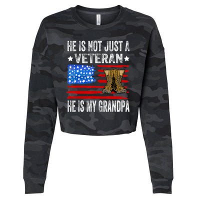 He Is Not Just A Veteran He Is My Grandpa Cropped Pullover Crew