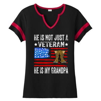 He Is Not Just A Veteran He Is My Grandpa Ladies Halftime Notch Neck Tee