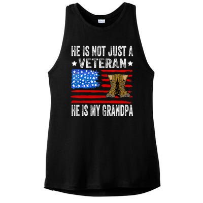 He Is Not Just A Veteran He Is My Grandpa Ladies PosiCharge Tri-Blend Wicking Tank