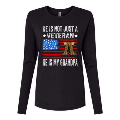 He Is Not Just A Veteran He Is My Grandpa Womens Cotton Relaxed Long Sleeve T-Shirt