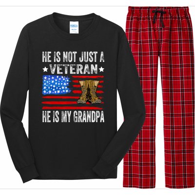 He Is Not Just A Veteran He Is My Grandpa Long Sleeve Pajama Set