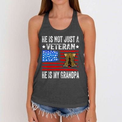 He Is Not Just A Veteran He Is My Grandpa Women's Knotted Racerback Tank