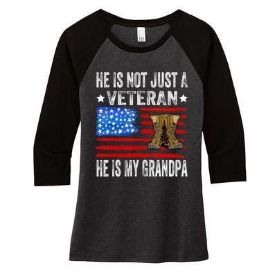 He Is Not Just A Veteran He Is My Grandpa Women's Tri-Blend 3/4-Sleeve Raglan Shirt