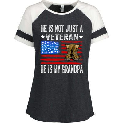 He Is Not Just A Veteran He Is My Grandpa Enza Ladies Jersey Colorblock Tee