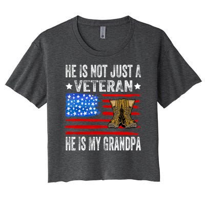 He Is Not Just A Veteran He Is My Grandpa Women's Crop Top Tee