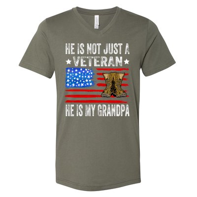 He Is Not Just A Veteran He Is My Grandpa V-Neck T-Shirt