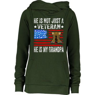 He Is Not Just A Veteran He Is My Grandpa Womens Funnel Neck Pullover Hood