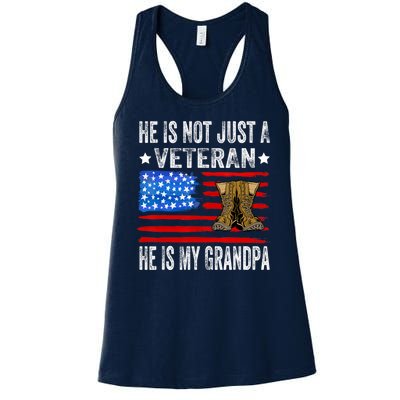 He Is Not Just A Veteran He Is My Grandpa Women's Racerback Tank