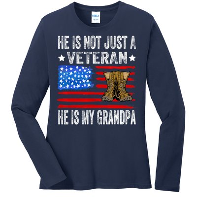 He Is Not Just A Veteran He Is My Grandpa Ladies Long Sleeve Shirt