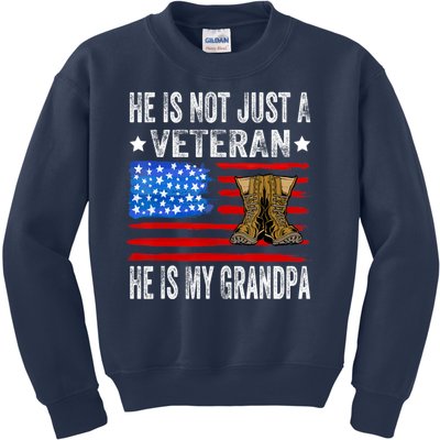 He Is Not Just A Veteran He Is My Grandpa Kids Sweatshirt