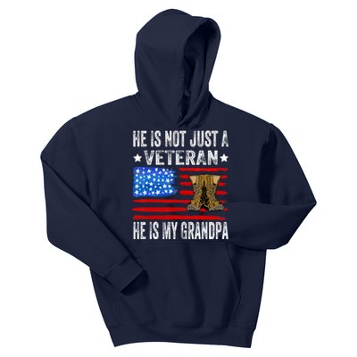 He Is Not Just A Veteran He Is My Grandpa Kids Hoodie