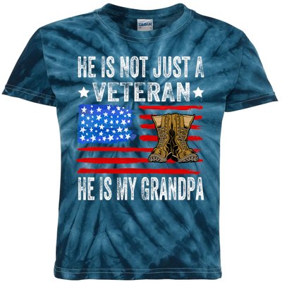 He Is Not Just A Veteran He Is My Grandpa Kids Tie-Dye T-Shirt