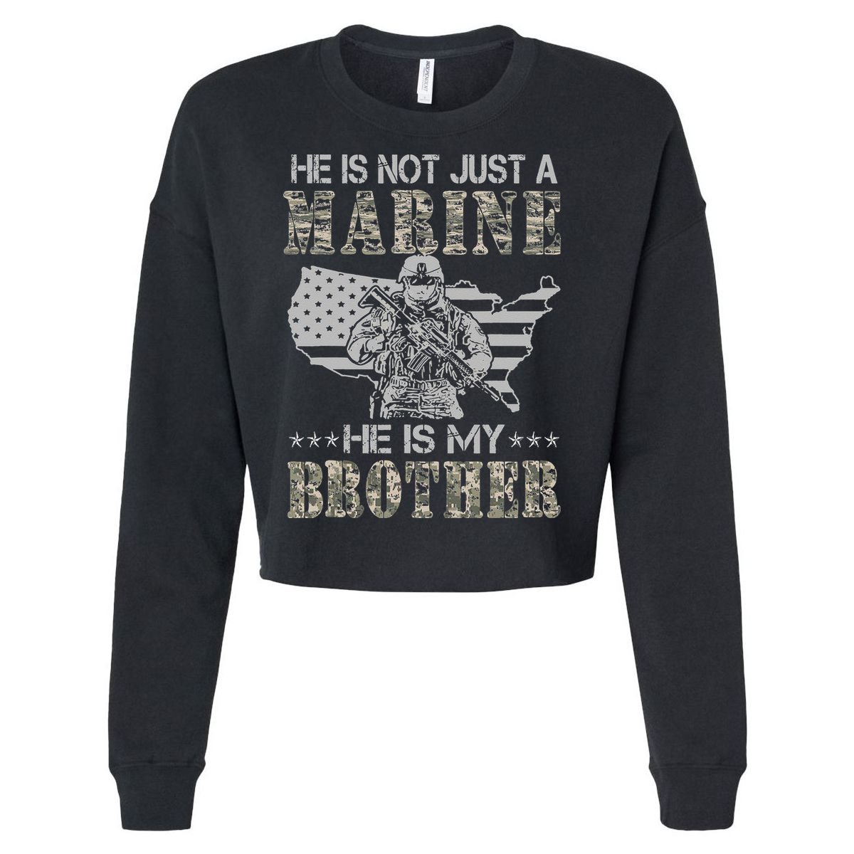 He Is Not Just Marine He Is My Brother Sisters Brothers Cropped Pullover Crew