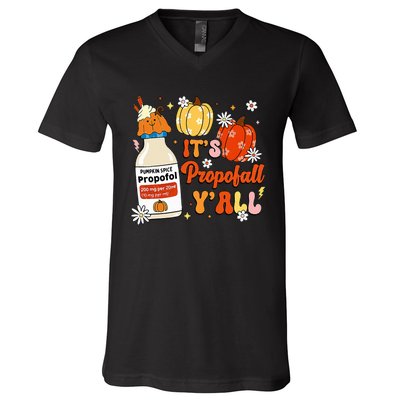 Halloween Icu Nurse Its Propofall YAll Crna Icu Fall Autumn V-Neck T-Shirt