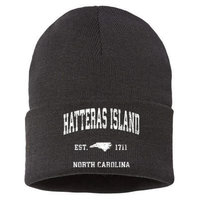 Hatteras Island North Carolina Nc Vintage Athletic Sustainable Knit Beanie