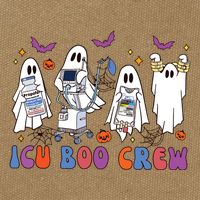 Halloween Icu Nurse Retro Icu Boo Crew Boo Ghosts Cotton Canvas Backpack