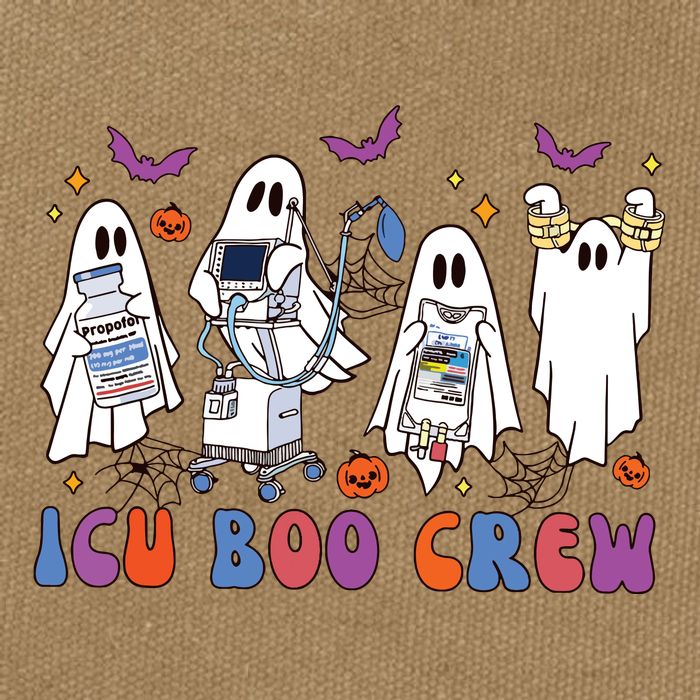 Halloween Icu Nurse Retro Icu Boo Crew Boo Ghosts Cotton Canvas Backpack