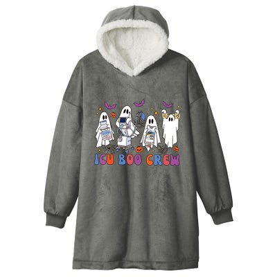 Halloween Icu Nurse Retro Icu Boo Crew Boo Ghosts Hooded Wearable Blanket