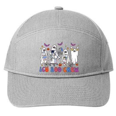 Halloween Icu Nurse Retro Icu Boo Crew Boo Ghosts 7-Panel Snapback Hat