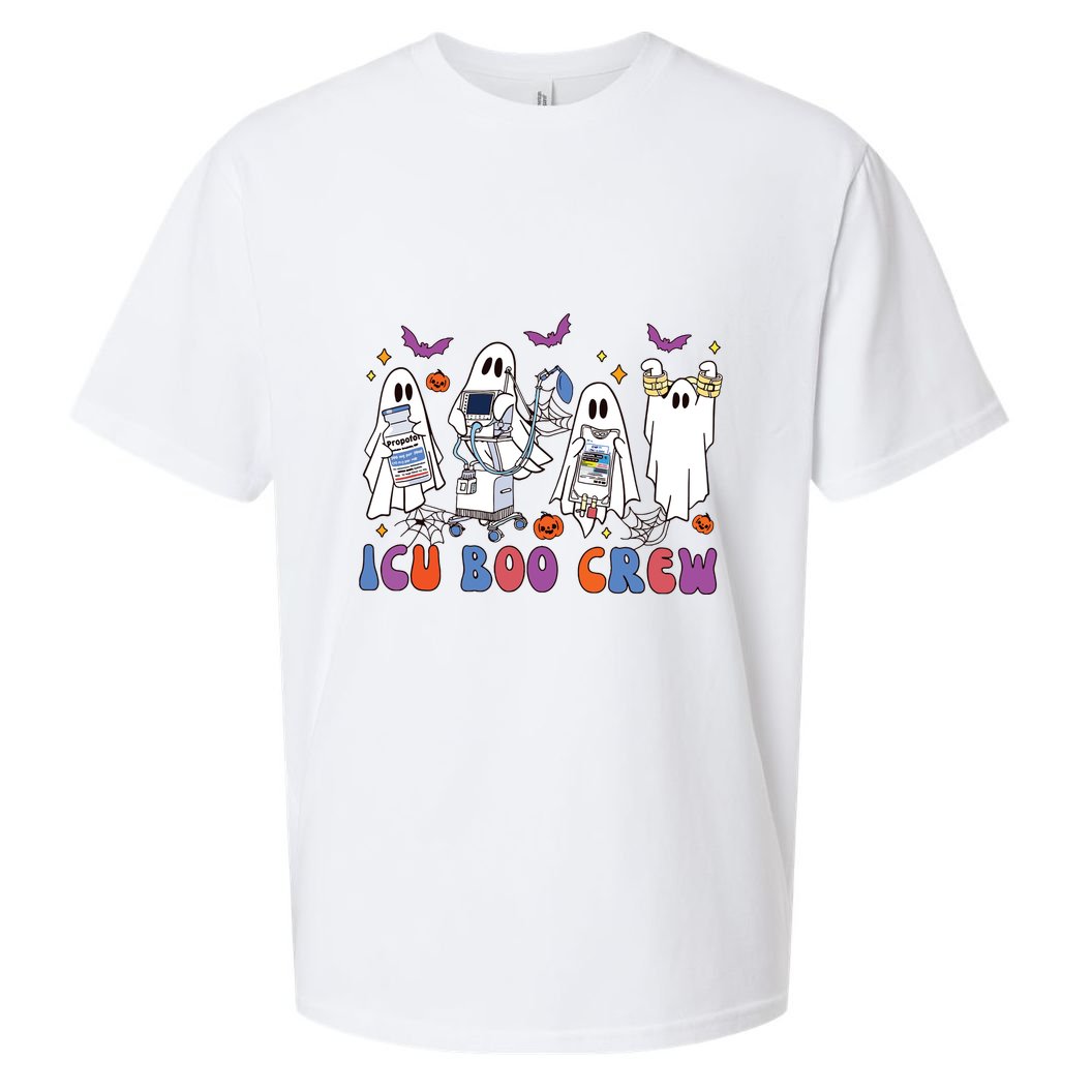 Halloween Icu Nurse Retro Icu Boo Crew Boo Ghosts Sueded Cloud Jersey T-Shirt