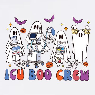Halloween Icu Nurse Retro Icu Boo Crew Boo Ghosts T-Shirt