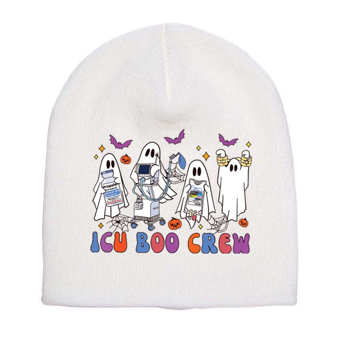 Halloween Icu Nurse Retro Icu Boo Crew Boo Ghosts Short Acrylic Beanie