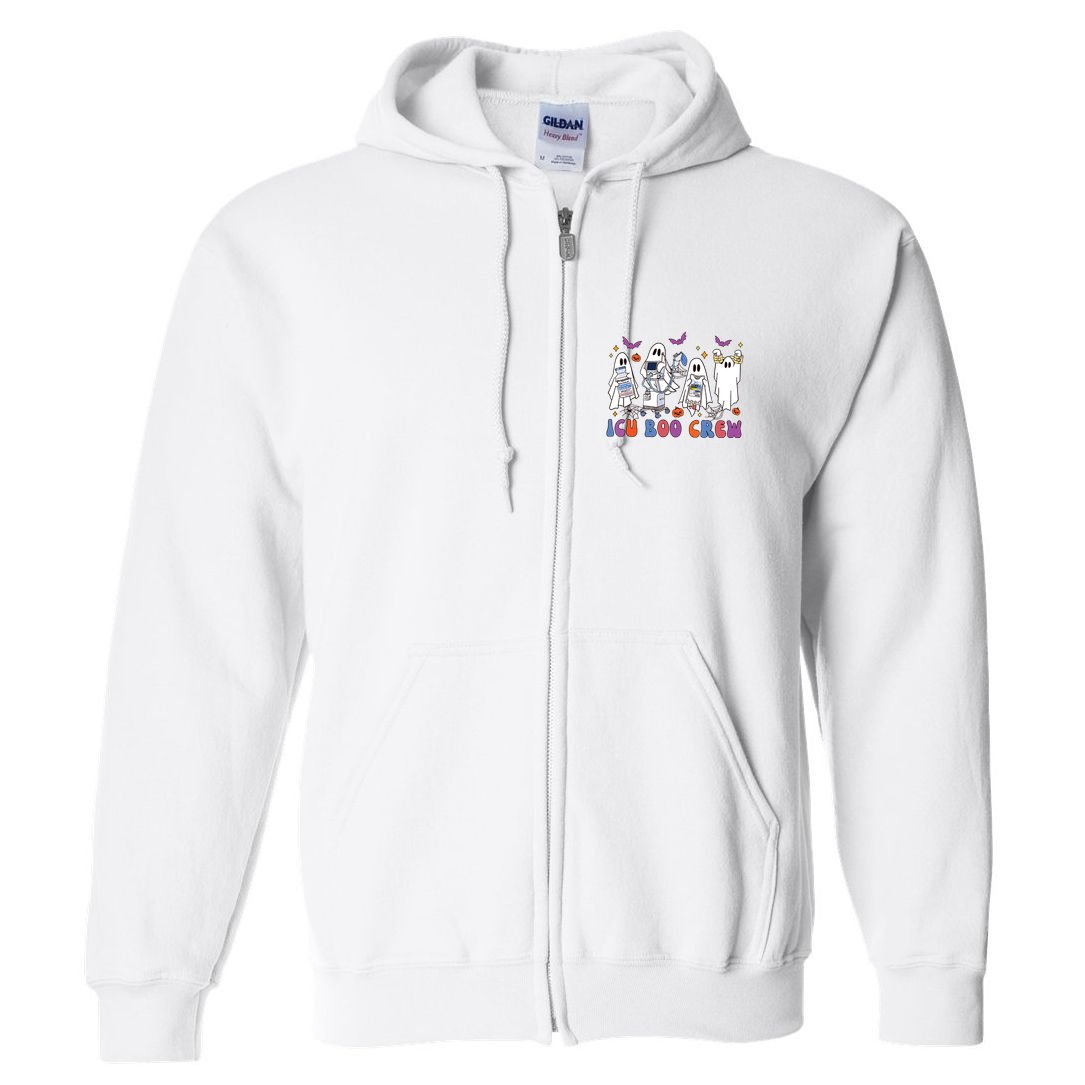 Halloween Icu Nurse Retro Icu Boo Crew Boo Ghosts Full Zip Hoodie