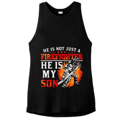 He Is Not Just A Firefighter He Is My Son FiremanS Mom Ladies PosiCharge Tri-Blend Wicking Tank
